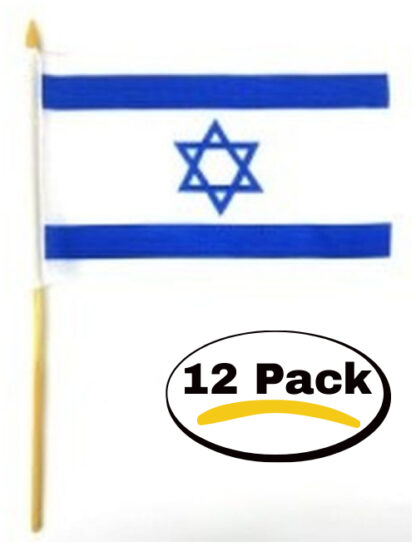 Israel Stick Flag 6x9 In 12 Pack