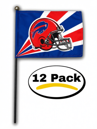 Buffalo Bills Red Helmet Stripes Stick Flag 4×6 Inch 12 Pack