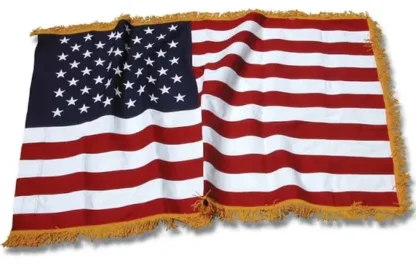 USA Flag Embroidered SolarMax Gold Fringe Pole Hem