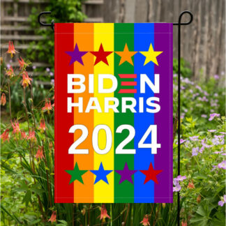 Biden Harris 2024 Rainbow Garden Flag 12X18 In