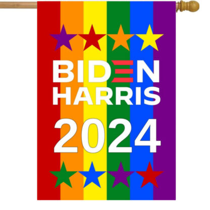Biden Harris 2024 Rainbow Garden Flag 12X18 In