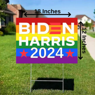 Biden Harris 2024 Rainbow Yard Sign 12X18 In