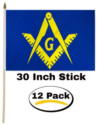 Masonic Yellow Handheld 12×18 In Flag 30 In Stick