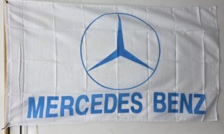 Mercedes Benz White with Light Blue Logo 3x5 Foot Flag