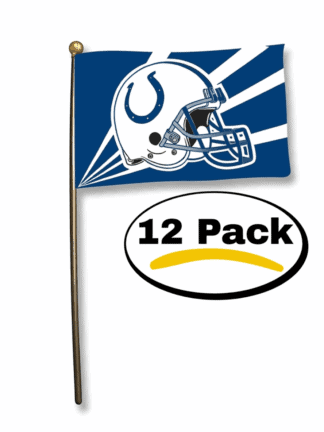 Indianapolis Colts helmet stick flag 4x6 inches, featuring team logo and colors, ideal for sports fans and outdoor decor.