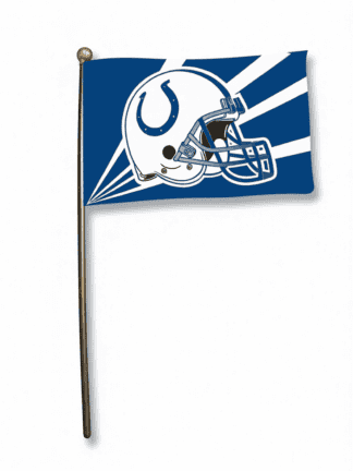 Indianapolis Colts helmet stick flag 4x6 inch with team logo and blue background for sports fans and decor.